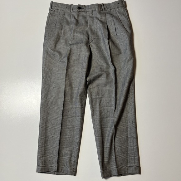 Domani Uomo Houndstooth Plaid 100% Wool Suit Set Black White Blazer Dress Pants - Picture 9 of 15